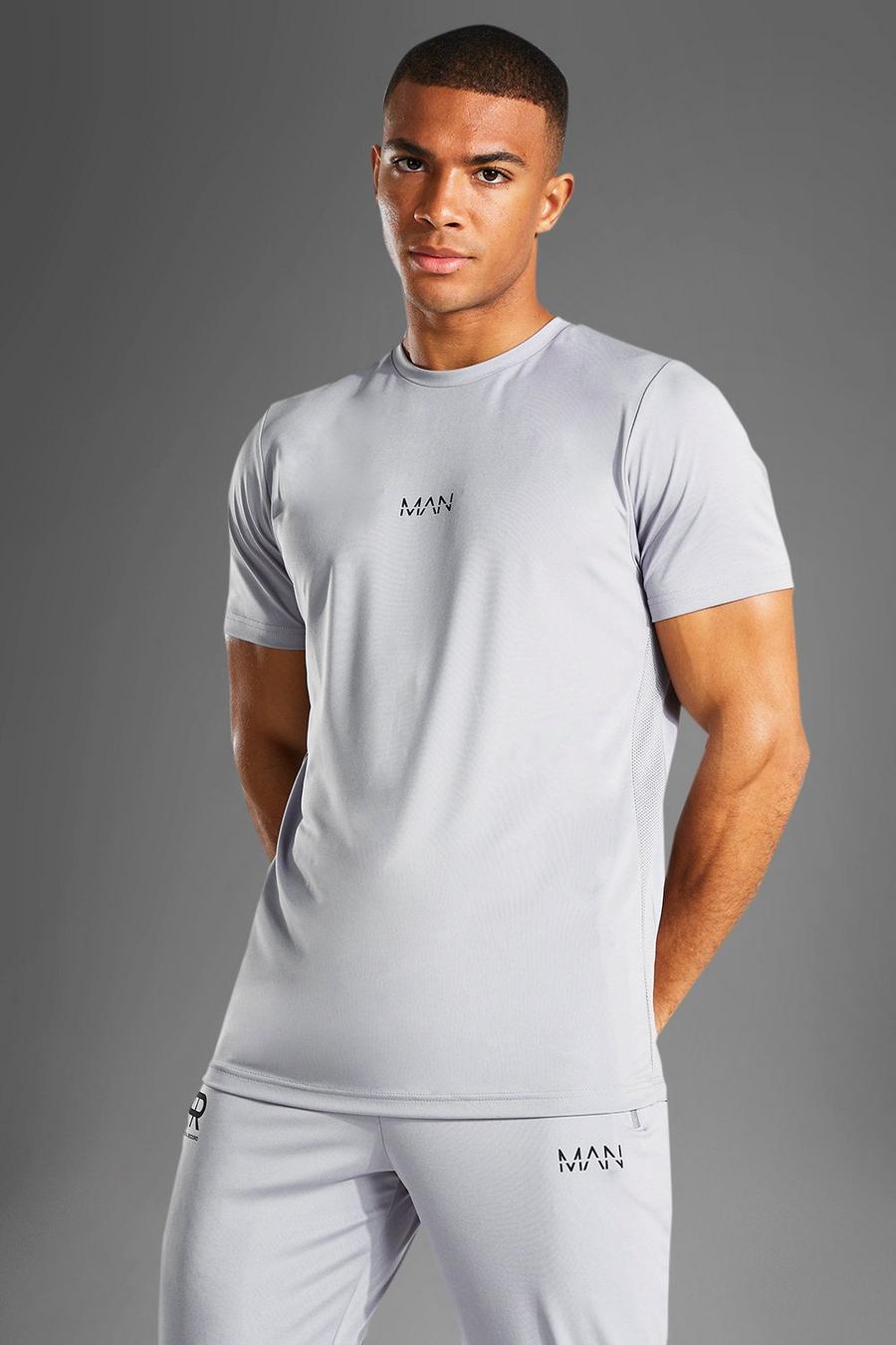 Grey grå MAN Active T-shirt med kantband image number 1