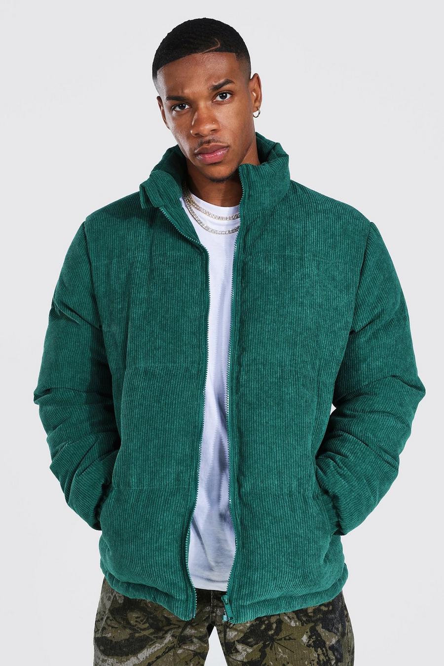 Forest green Cord Puffer Jacket image number 1