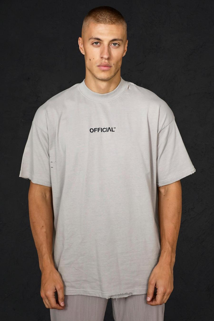Charcoal Oversized Zwaar Versleten T-Shirt image number 1