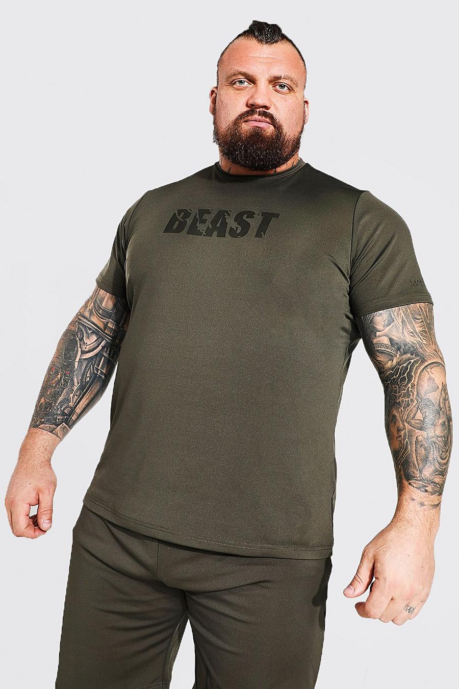 Man Active X Beast T-shirt per alta performance, Khaki image number 1