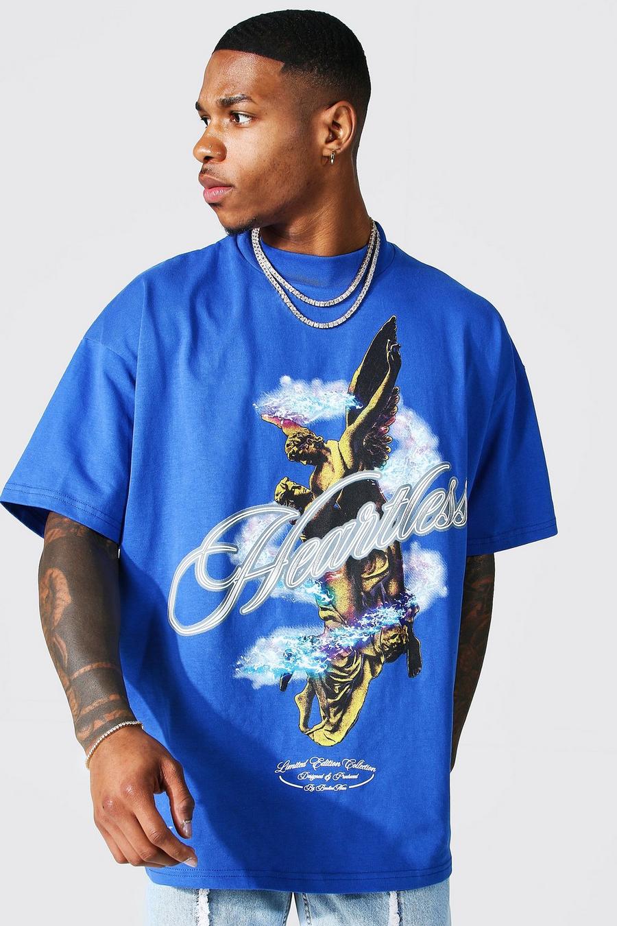 Camiseta oversize con cuello extendido Heartless, Cobalt blue image number 1