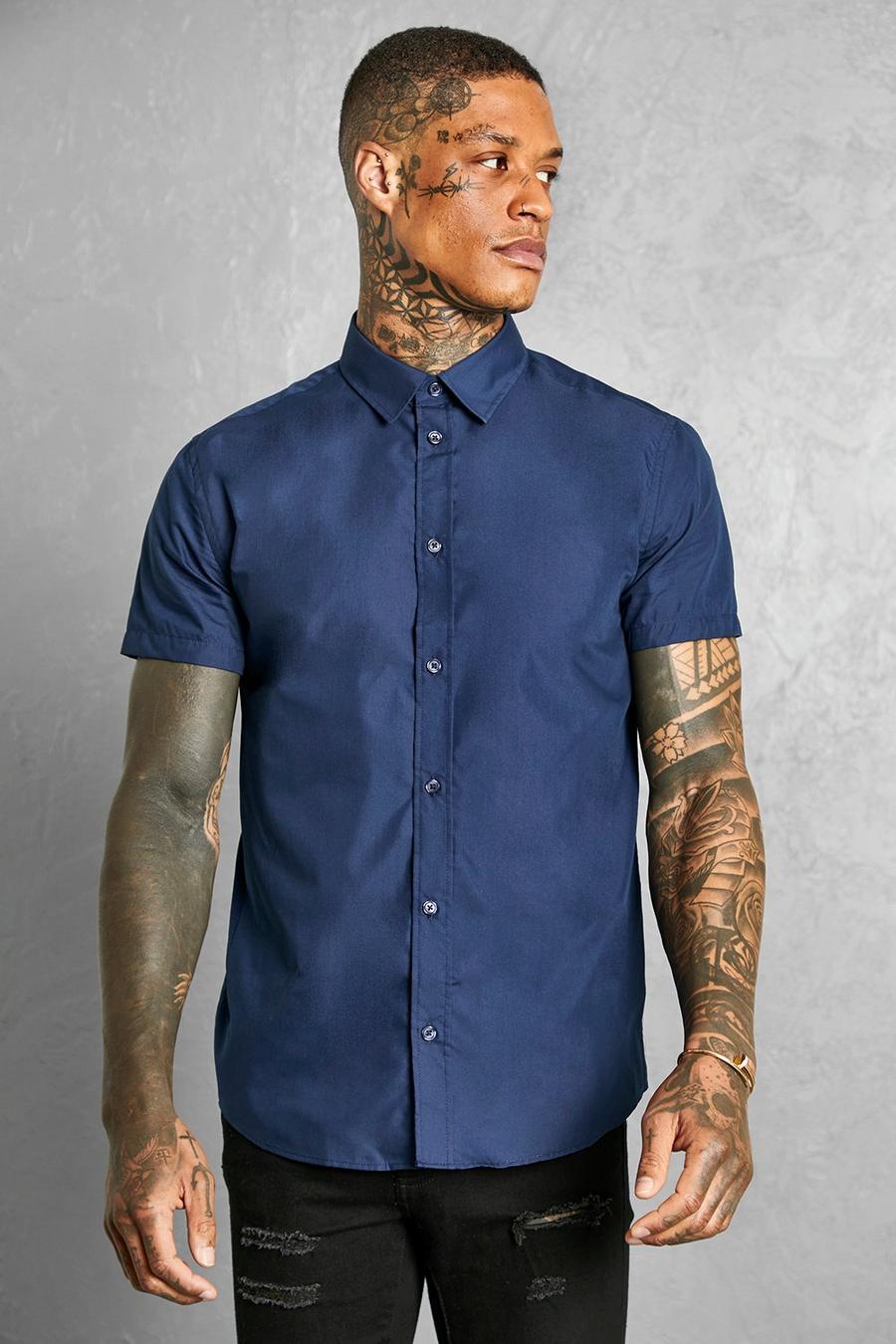 Navy marineblau Regular Fit Short Sleeve Shirt image number 1