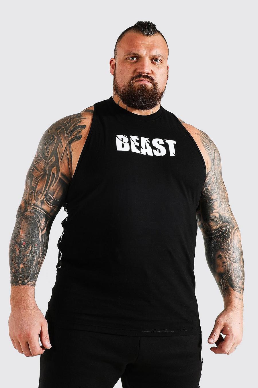 Man Active Gym X Beast Drop Armhole Tank, Black image number 1