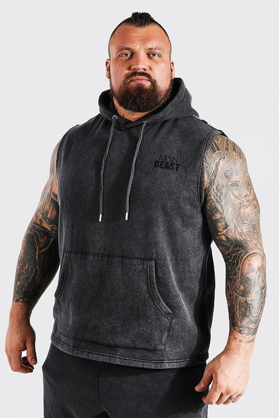 Charcoal Man Active Fitness X Beast Mouwloze Hoodie image number 1