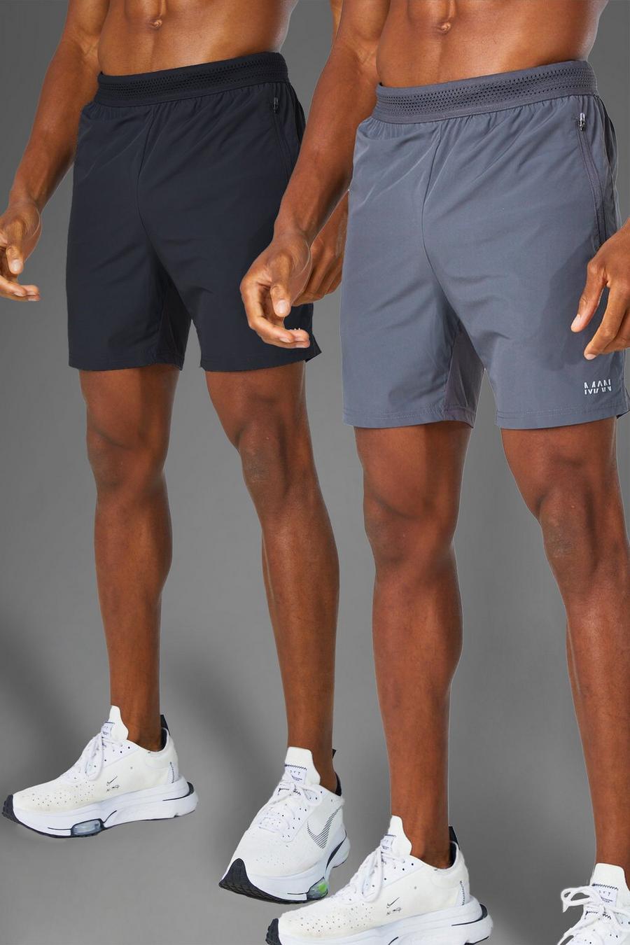 Black noir Man Active Gym 2 Pack Lightweight Shorts image number 1
