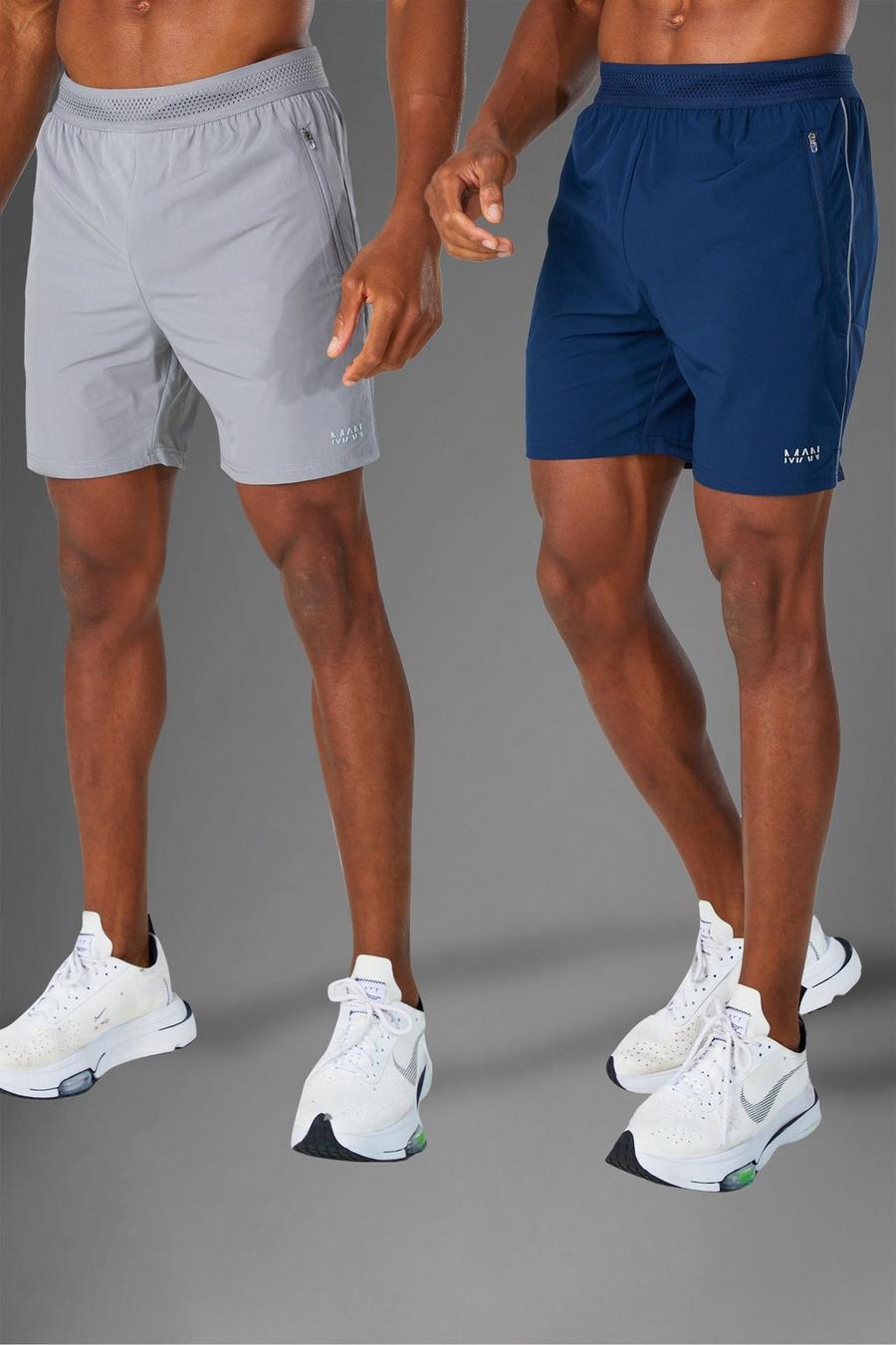 Light grey Man Active Gym 2 Pack Lightweight Shorts image number 1