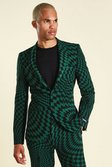 Однобортный костюмный пиджак в шахматную клетку, Зеленый Серый