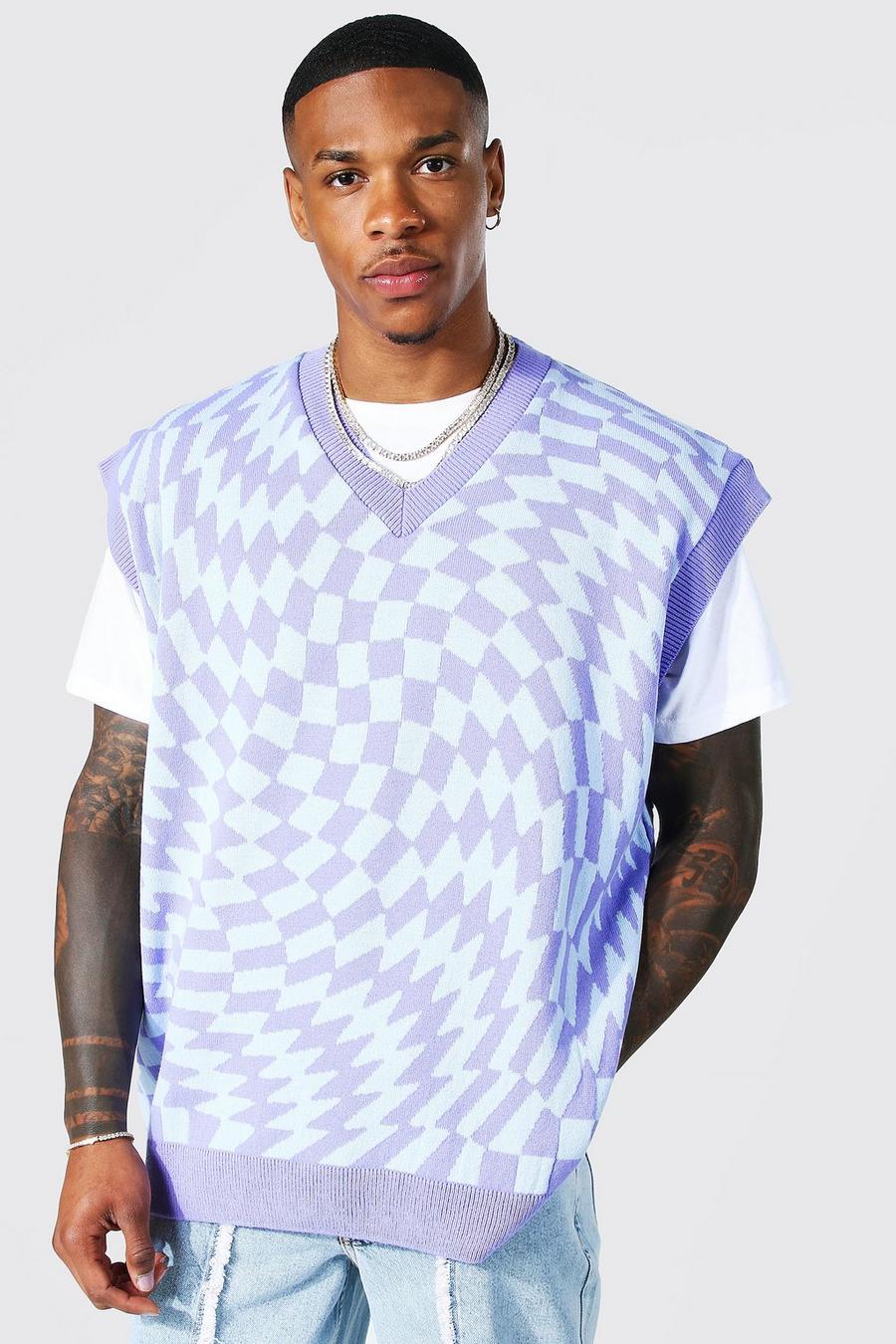 Lilac All Over Warped Checkerboard Tank Top image number 1