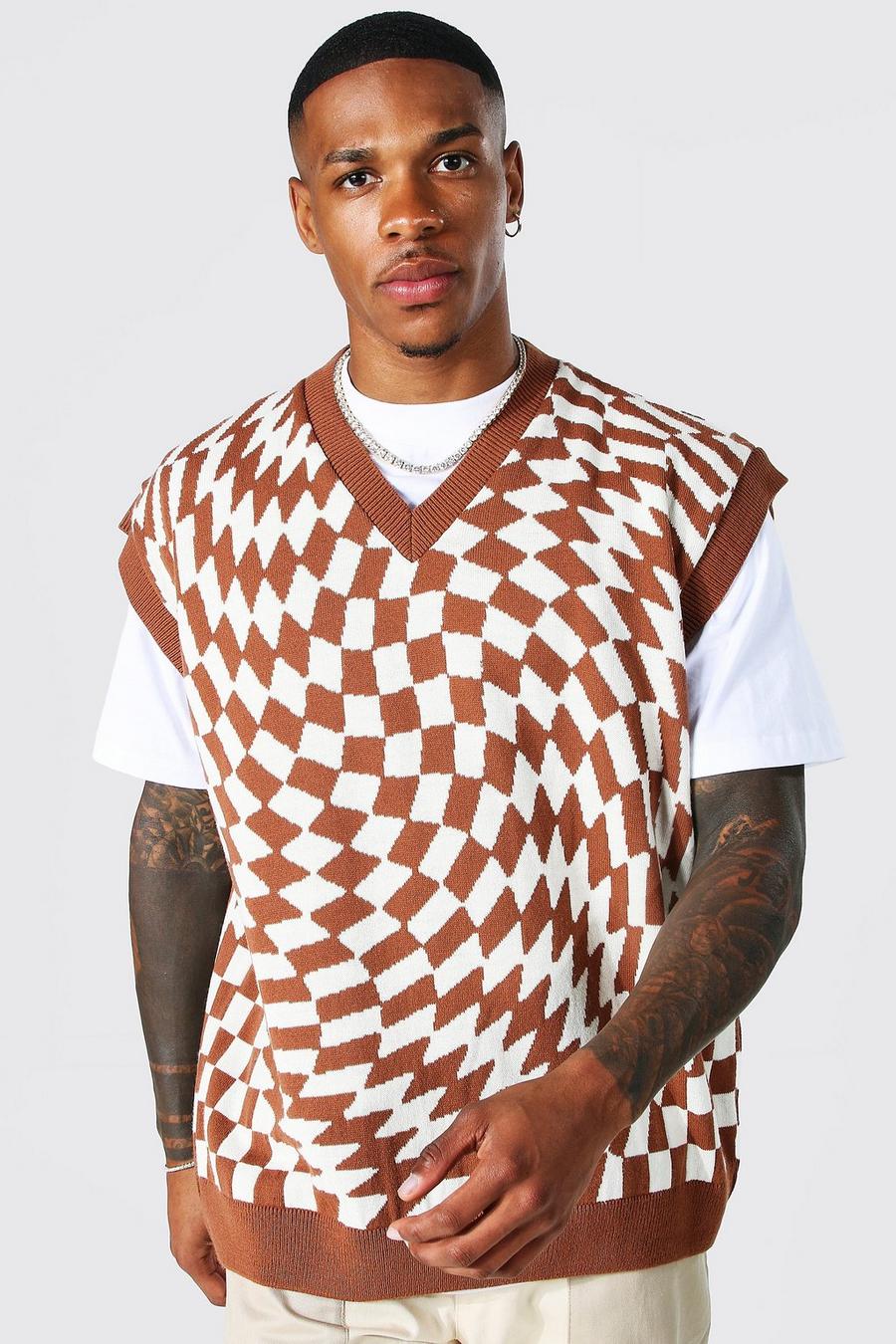 Rust All Over Warped Checkerboard Vest image number 1