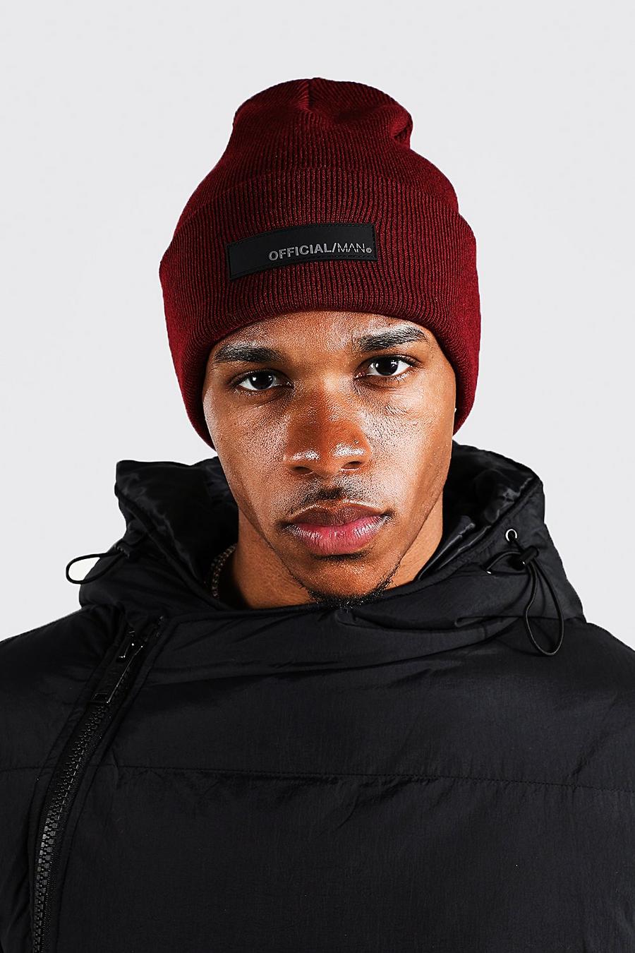Burgundy red Rubber Tab Beanie image number 1