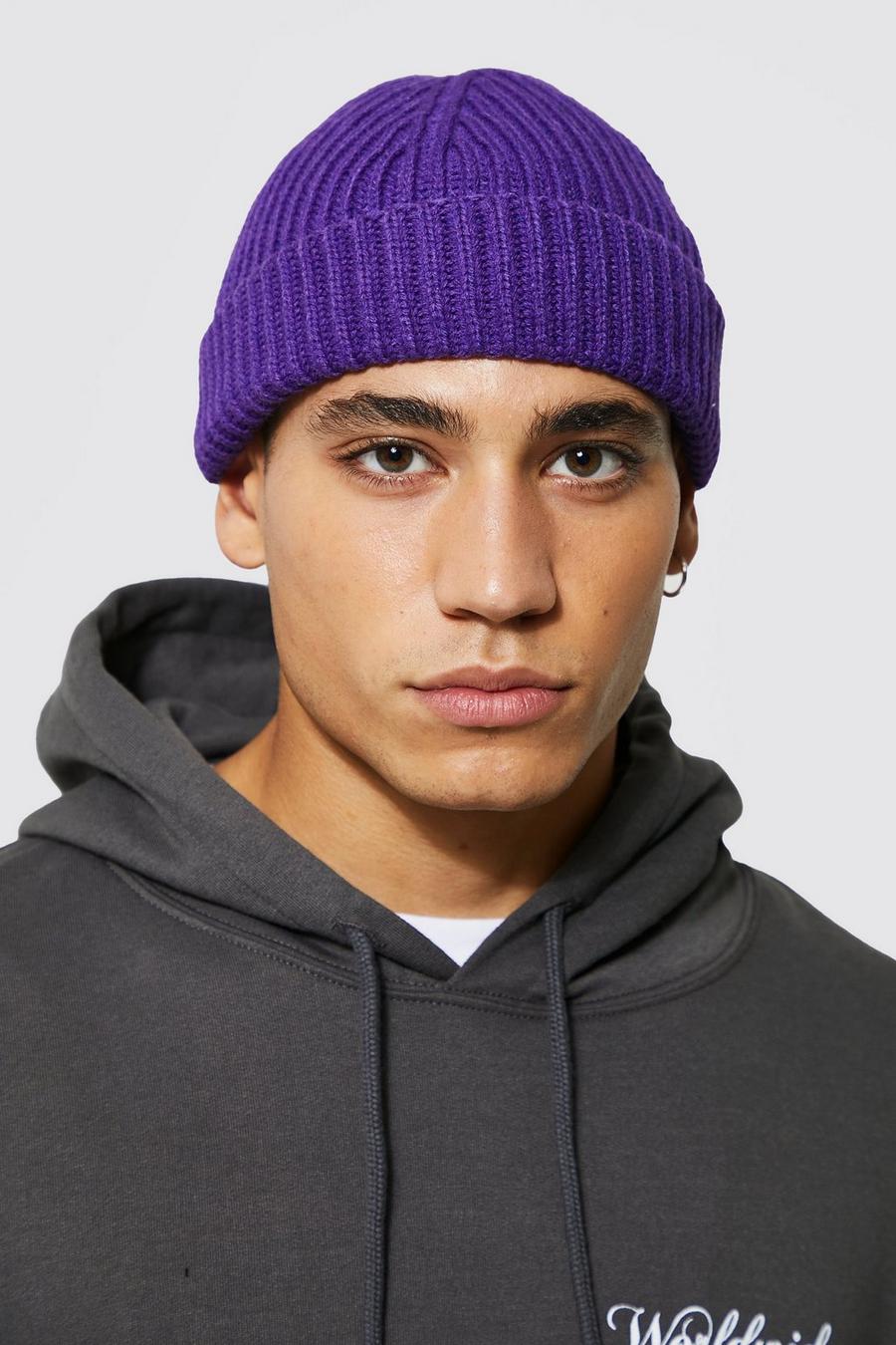 Purple lila Ribbed Micro Beanie image number 1