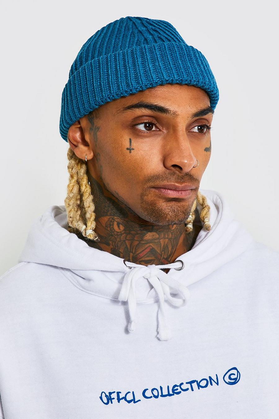 Blue Ribbed Micro Beanie image number 1