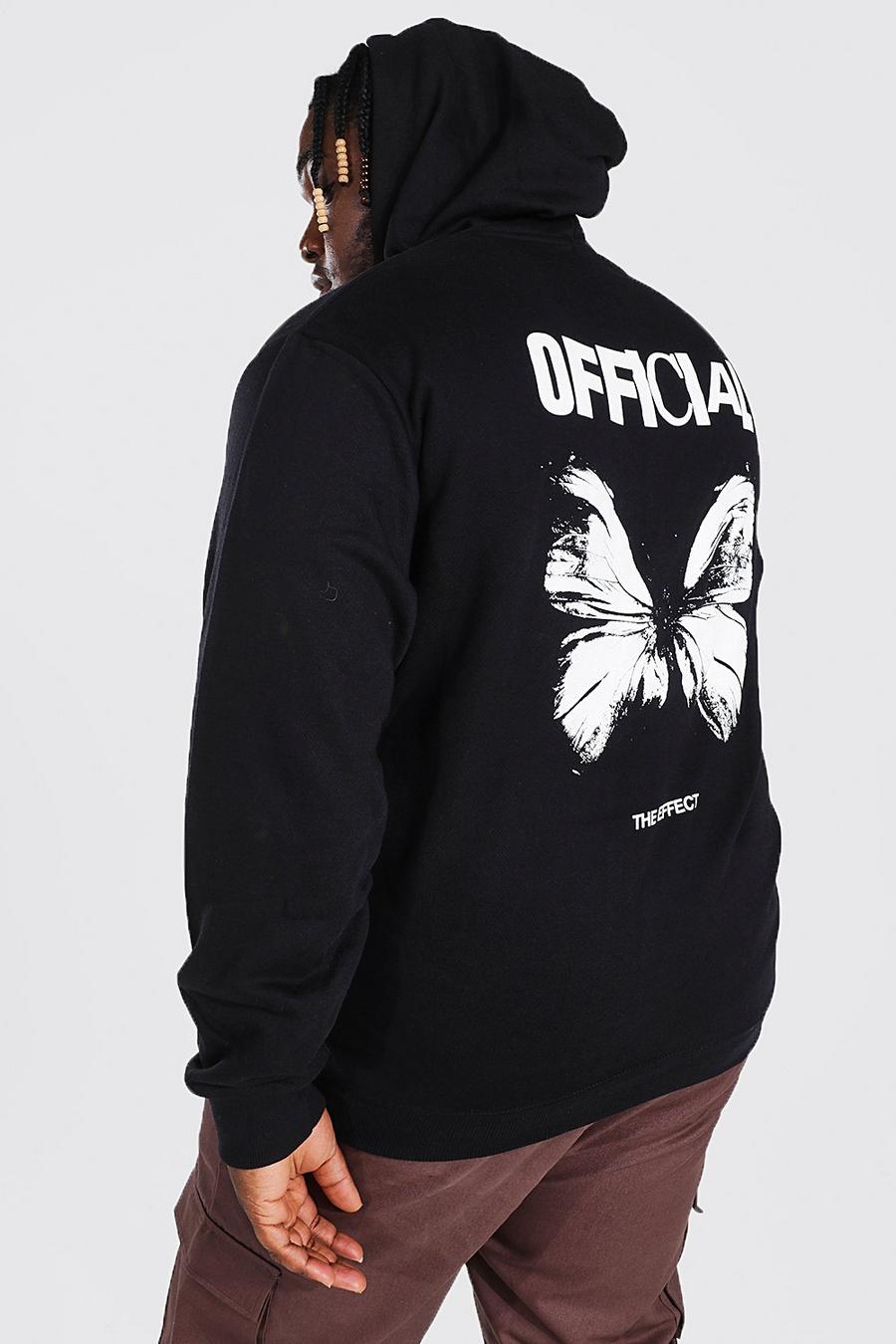 Black Plus Official Butterfly Back Print Hoodie image number 1