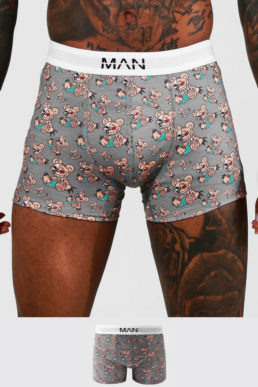 Boxer Man Dash classici con stampa Evil Teddy, Grey gris image number 1