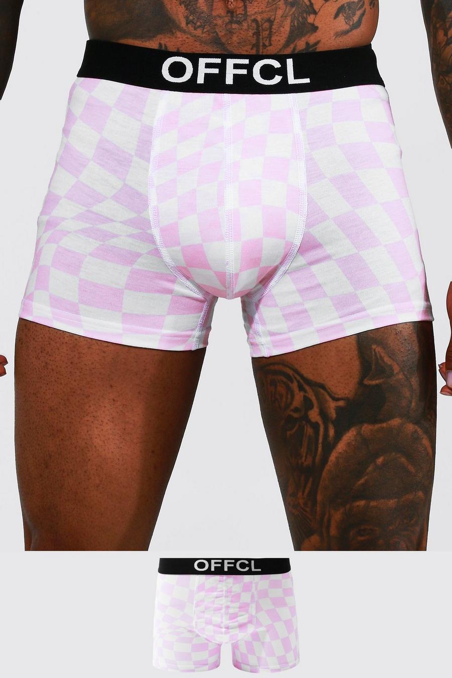 Pink Offcl Warped Checkerboard Print Trunks image number 1