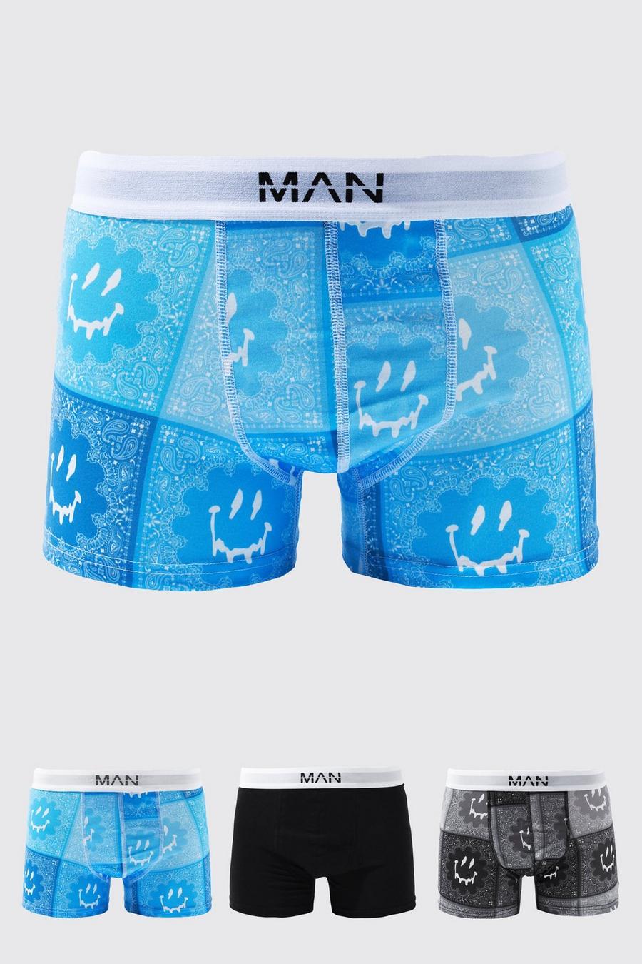 Lot de 3 boxers à imprimé bandana et smiley - MAN, Multi image number 1