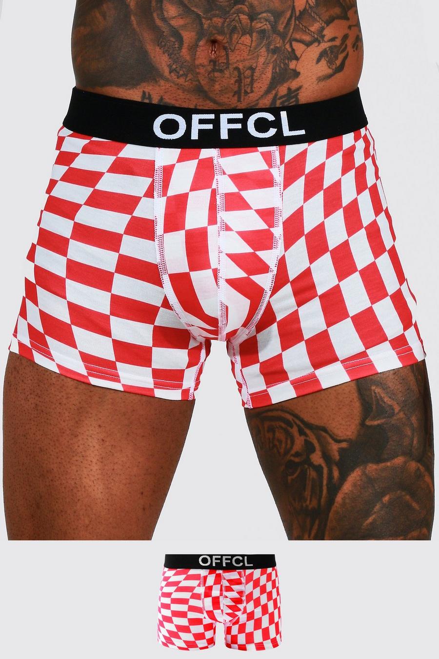Red Offcl Warped Checkerboard Print Trunks image number 1