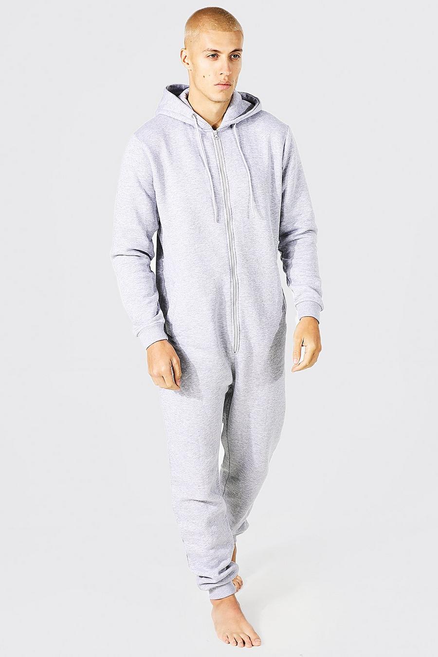 Pijama enterizo de tela jersey con capucha, Grey grigio image number 1