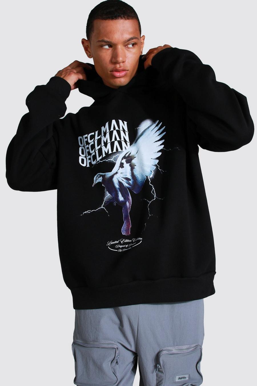 Black Tall Lightening Dove Graphic Hoodie image number 1