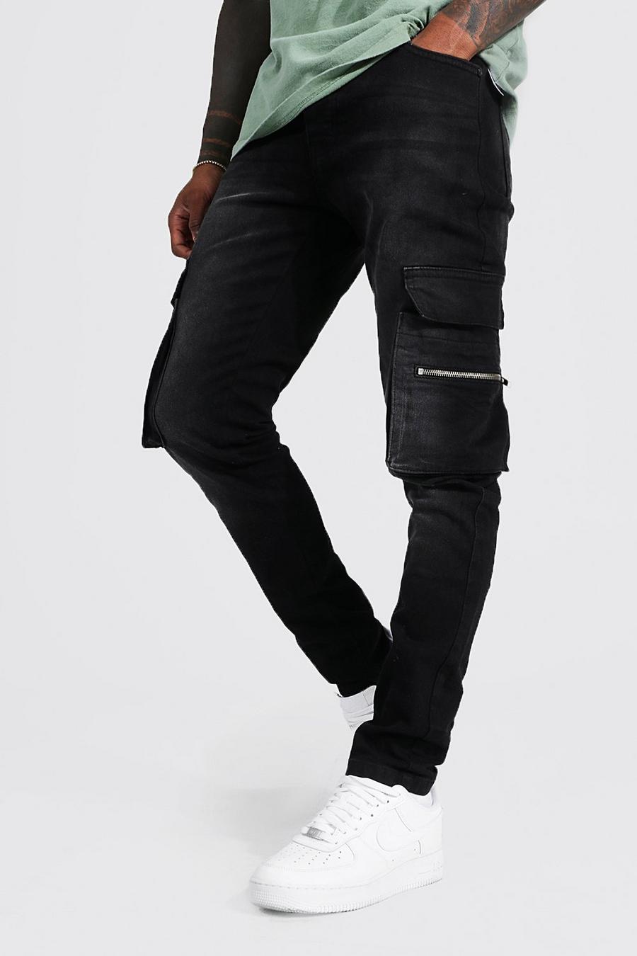 Plus Skinny Stretch Multi Pocket Cargo Jeans