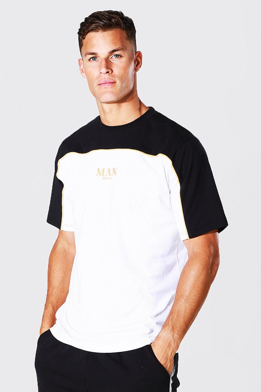 T-shirt Tall Man Gold a blocchi di colore, White bianco image number 1