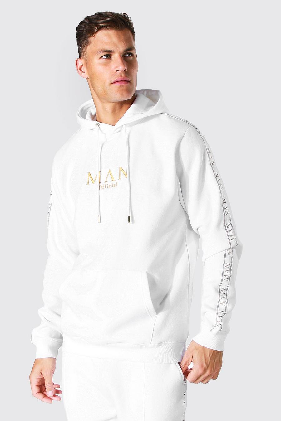 White Tall Man Gold Tape Hoodie image number 1