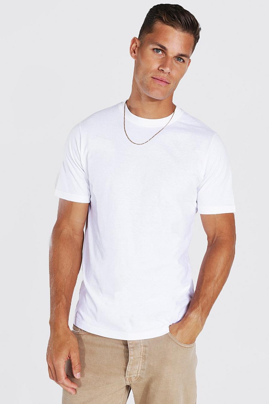 Camiseta Tall básica de manga corta con cuello de caja, White image number 1