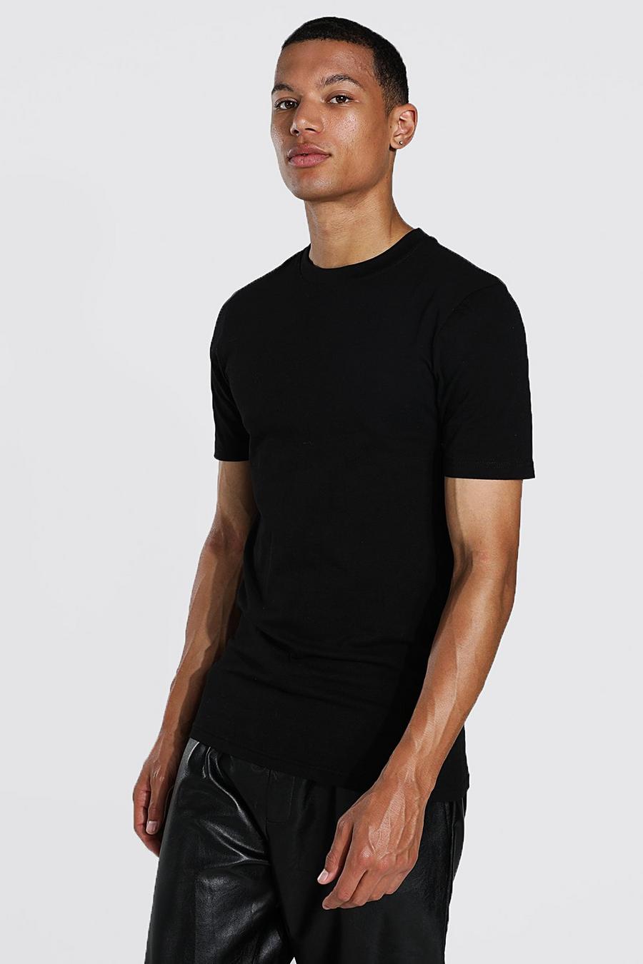 Black schwarz Tall Man Muscle Fit T-shirt