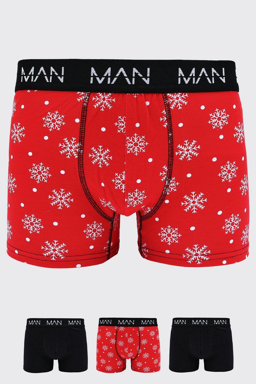 Lot de 3 boxers à motif flocon de neige - MAN, Multi mehrfarbig image number 1