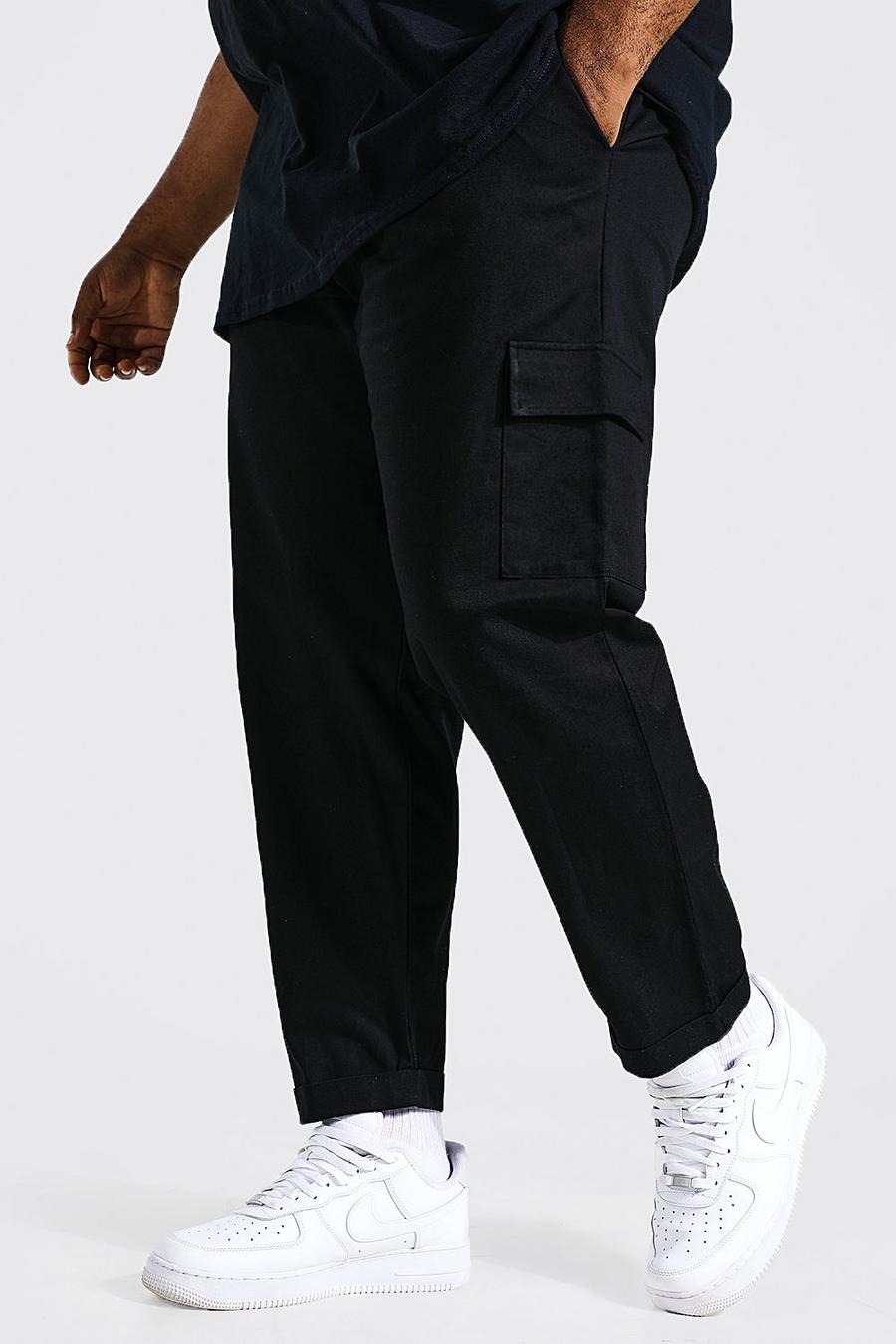 שחור מכנסי דגמ"ח קרופ מבד טוויל, למידות גדולות image number 1