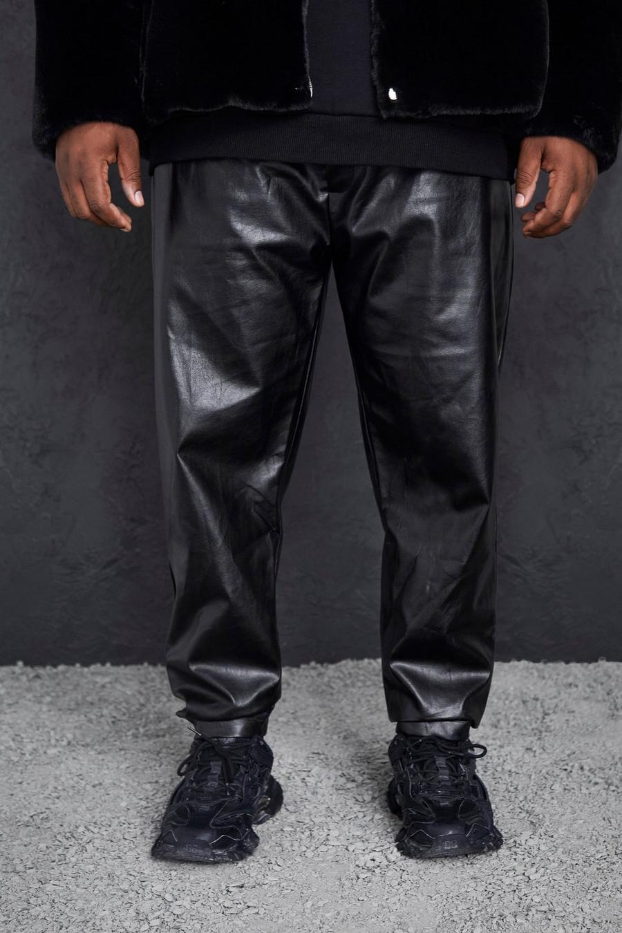 Pantaloni Plus Size in PU con gamba sottile, Black nero image number 1