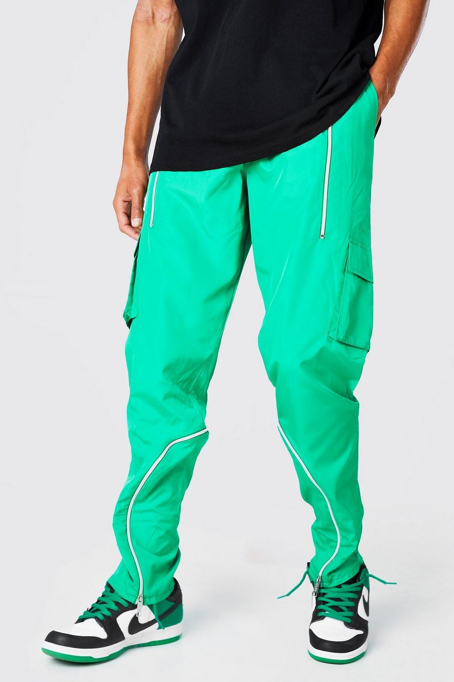 Pantaloni Cargo Tall dritti con zip, Green verde image number 1