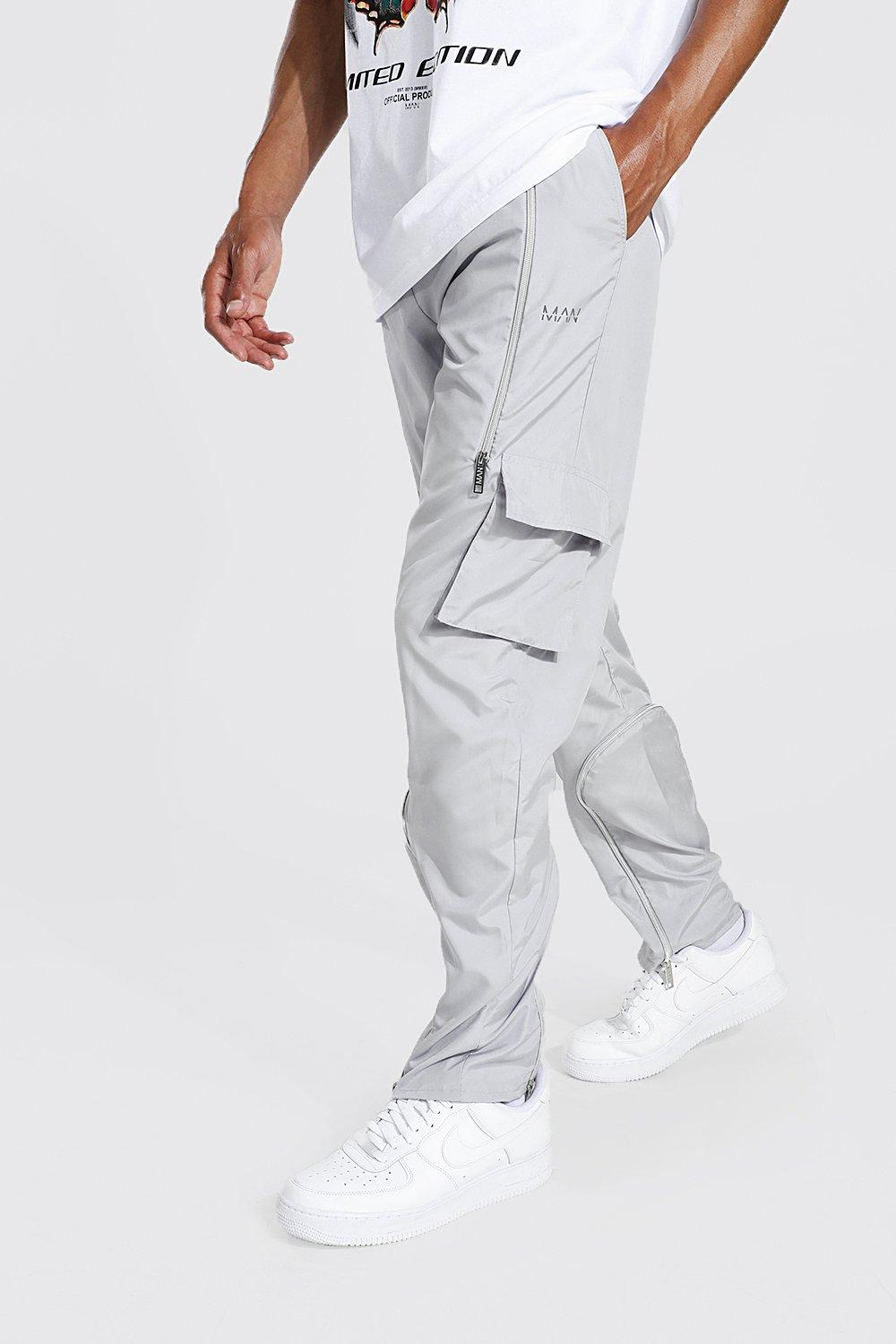 white straight leg cargo trousers