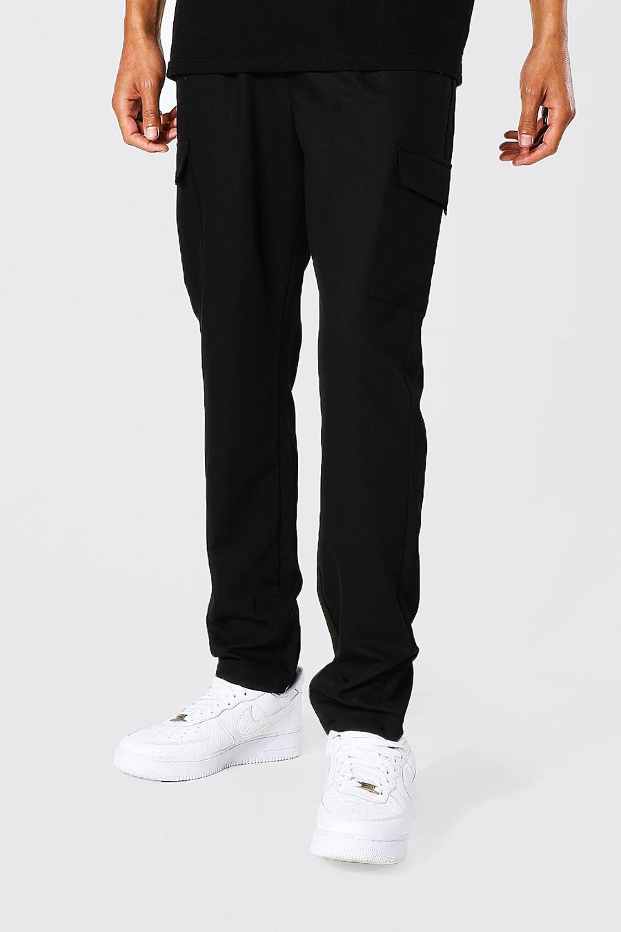Black Tall Smart Skinny Cropped Cargo Jogger