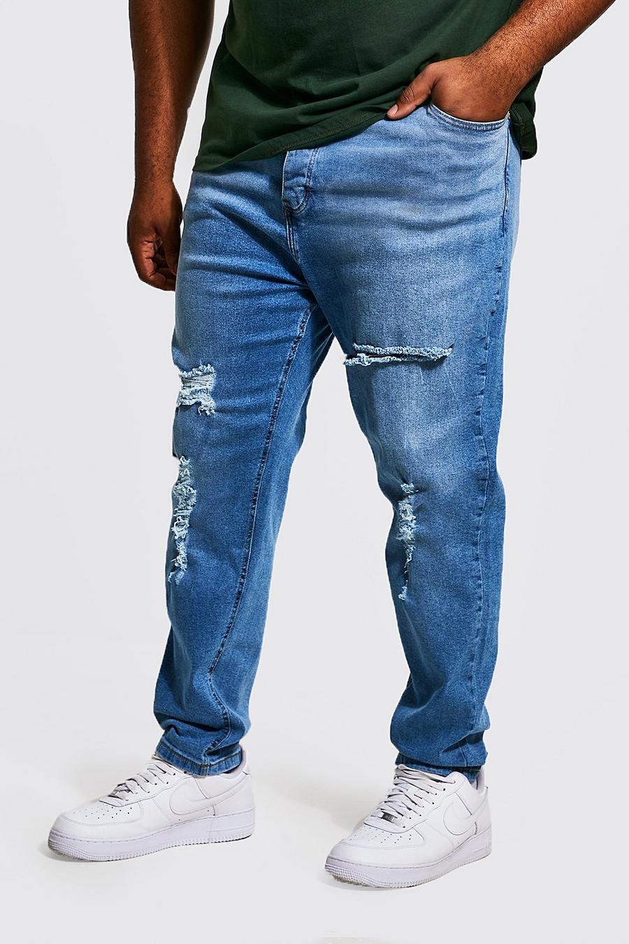 Light blue Plus - Skinny jeans med slitage image number 1