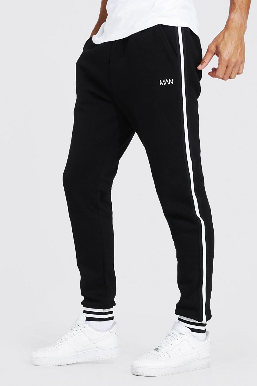 Pantalón deportivo Tall ajustado con franja, Black image number 1
