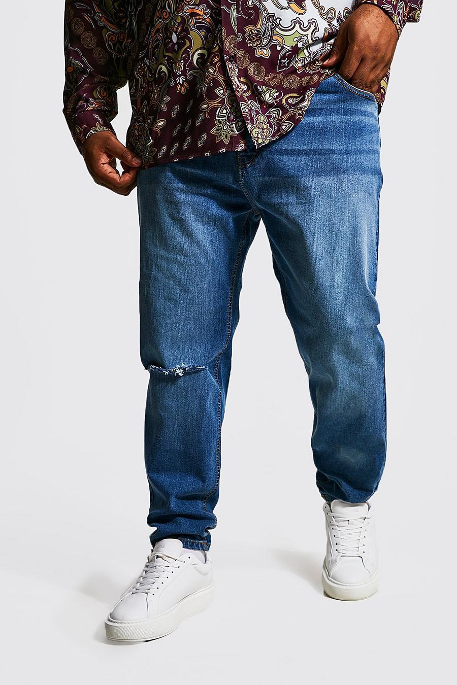Jeans Plus Size Skinny Fit con taglio singolo sul ginocchio, Mid blue image number 1