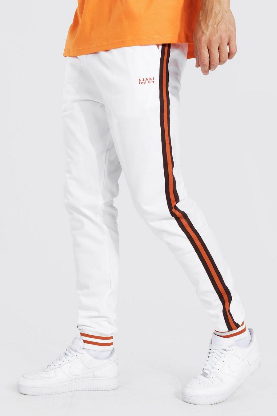 Tall Slim-Fit Trikot-Jogginghose mit Streifen, Ecru weiß image number 1
