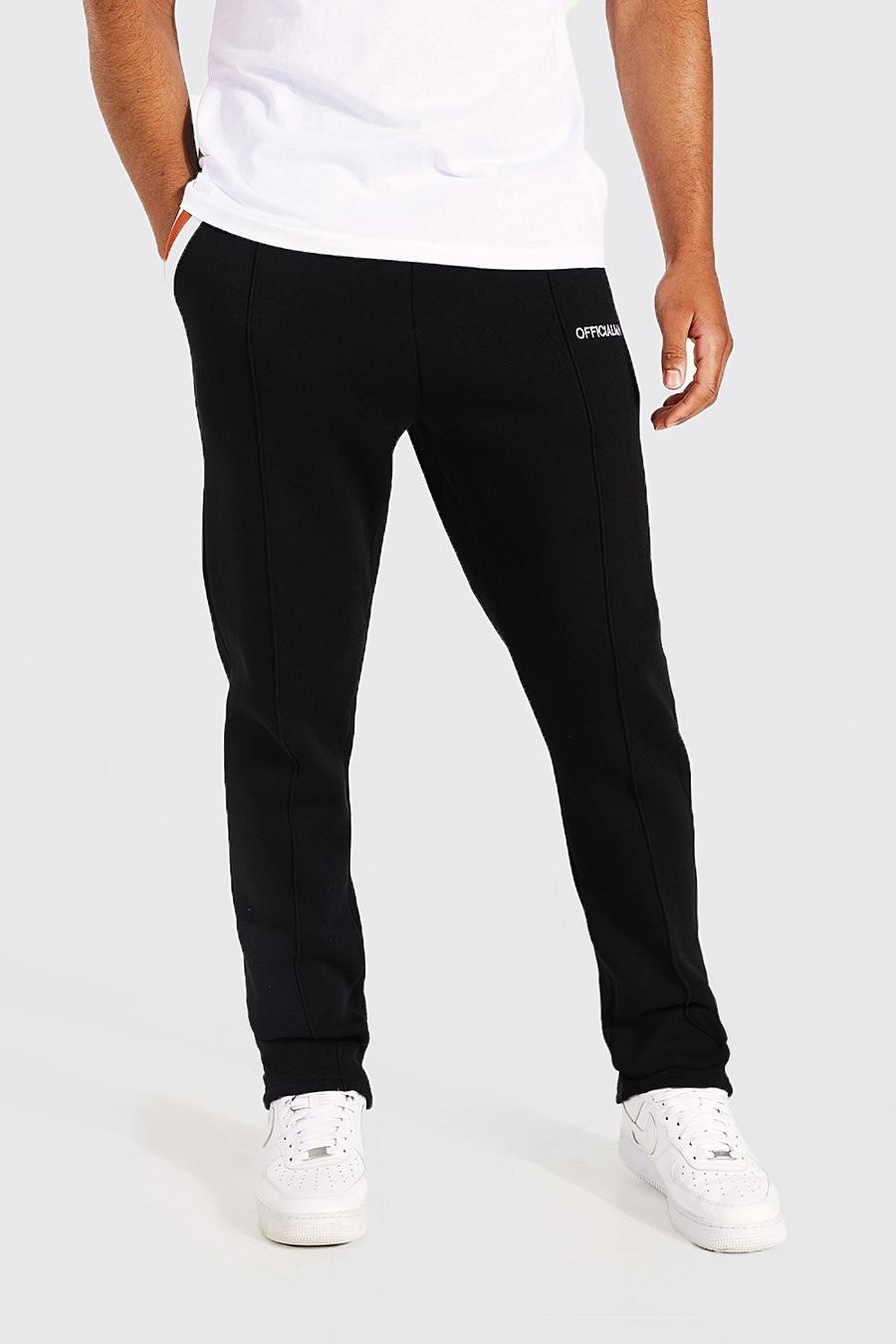 Pantaloni tuta Tall Slim Fit con nervature, strisce e tasche, Black nero image number 1