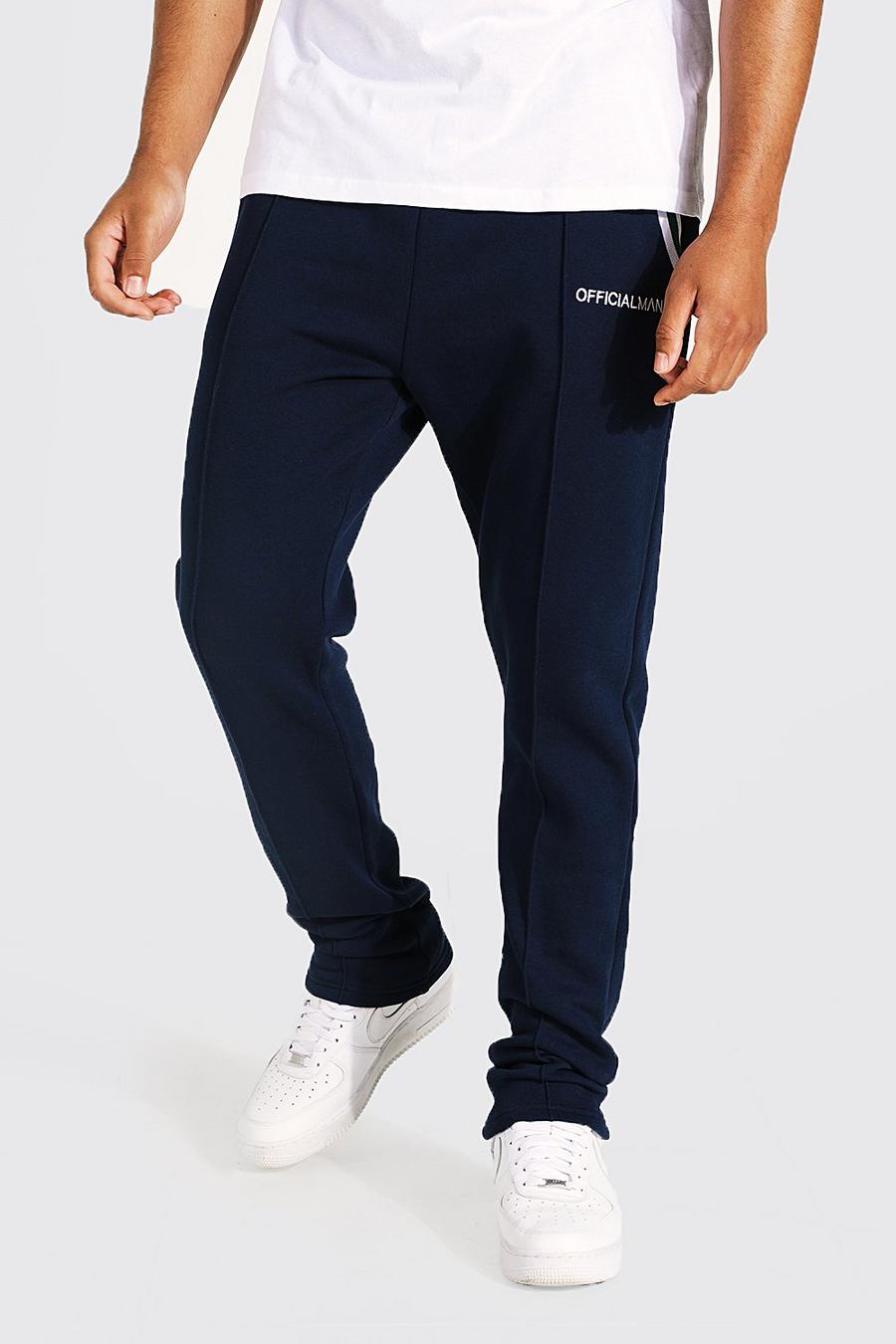 Tall Slim Fit Jogginghosen mit Biesen und Tasche mit Streifen, Marineblau image number 1