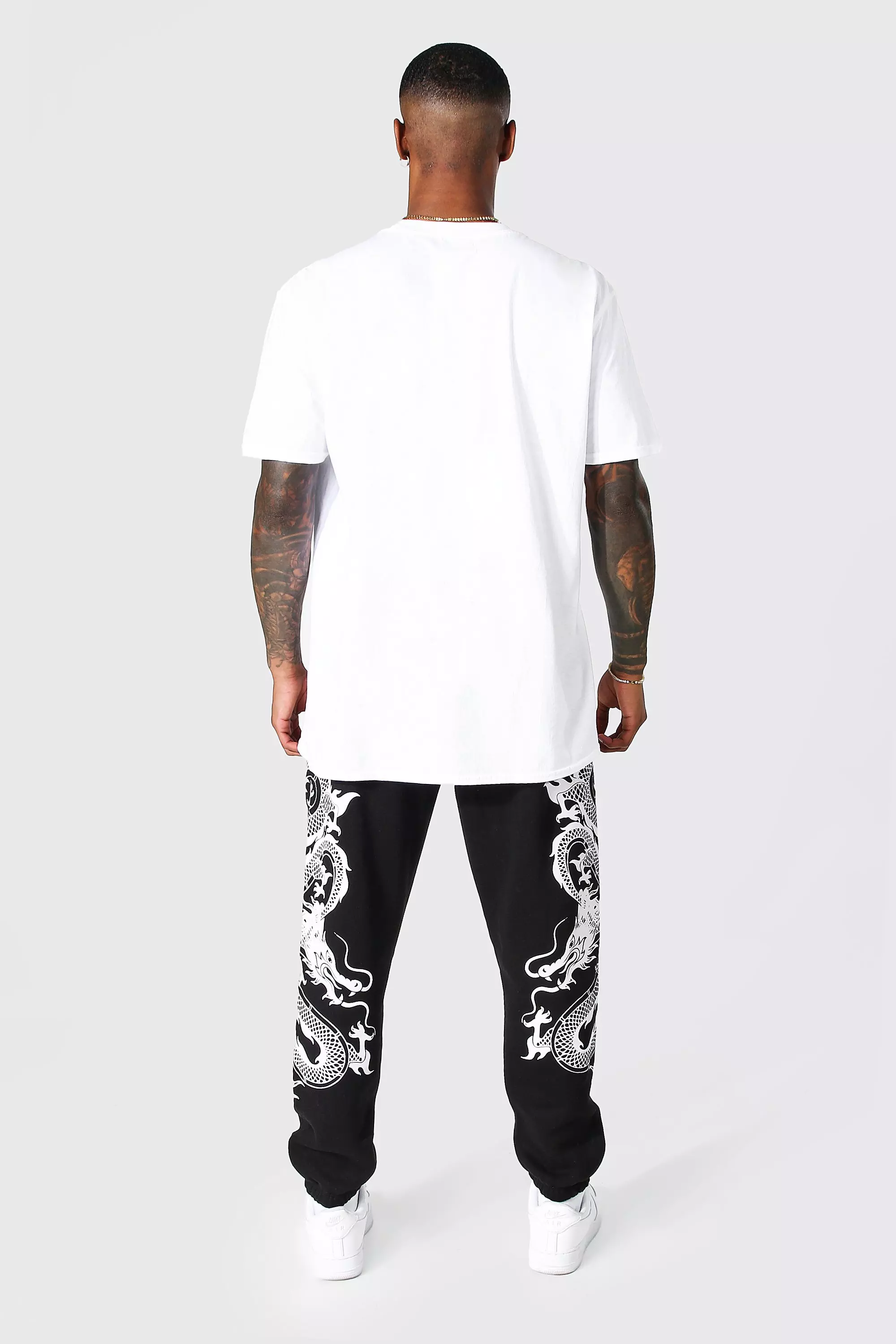 Men's Regular Jogger With Graphic Dragon Leg Print