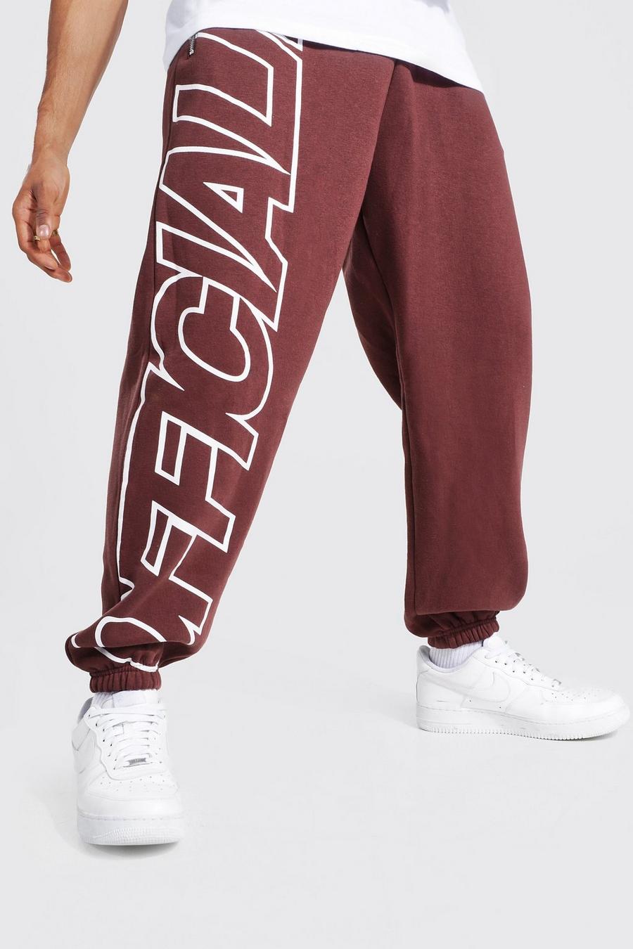 Chocolate brun Official MAN Oversize joggers med tryck image number 1