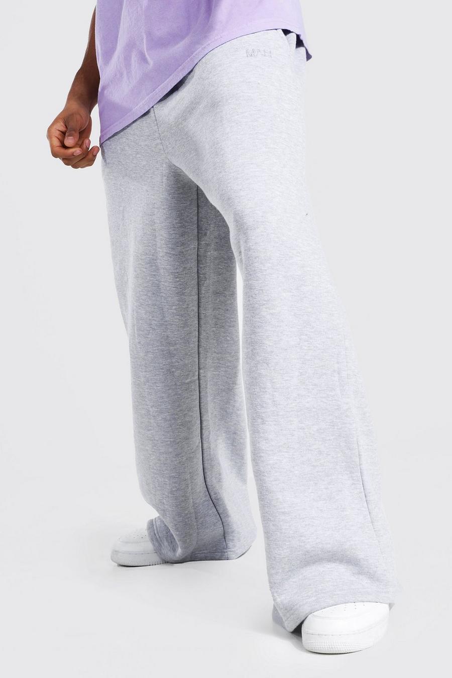 Pantaloni tuta Man a gamba super ampia con ricami, Grey marl grigio image number 1