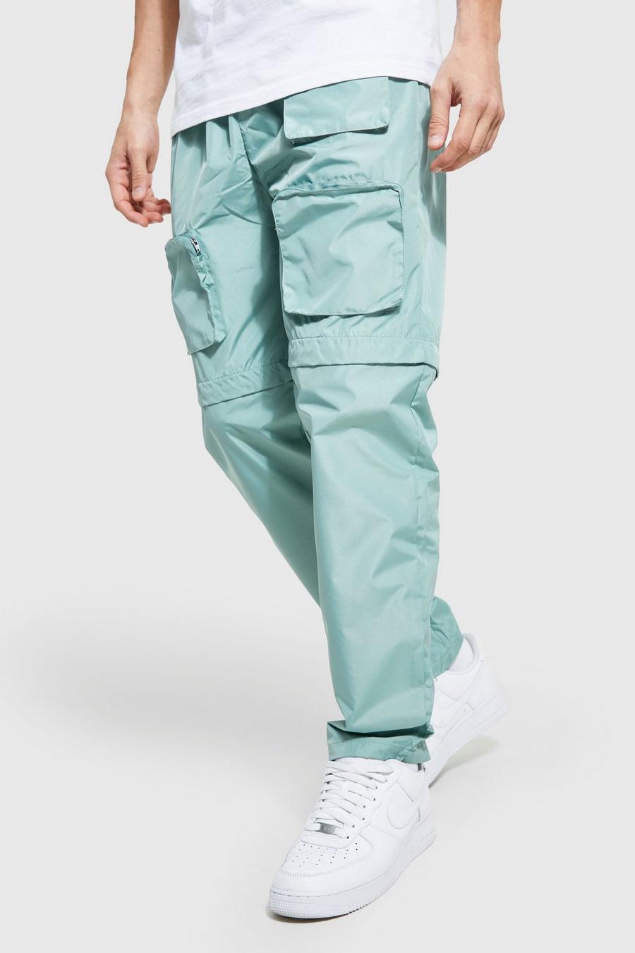 Pantaloni Cargo Man con tasche e gamba rimuovibili, Sage gerde image number 1