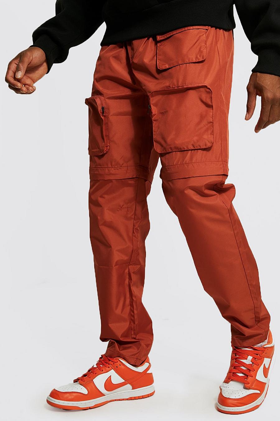 Orange Man Detachable Pocket And Leg Cargo Trousers image number 1