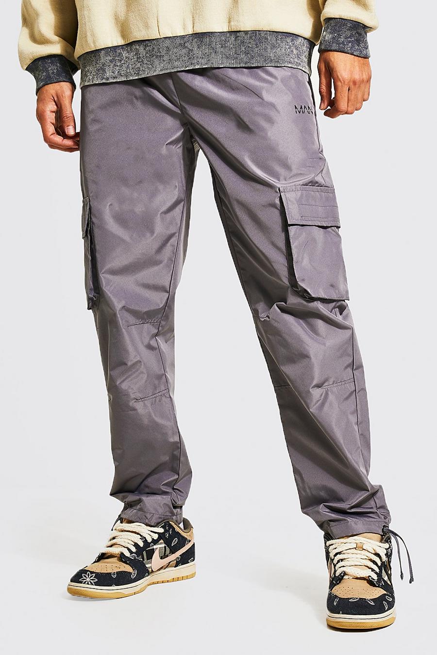 Pantalon cargo droit à cordons de serrage - MAN, Dark grey image number 1