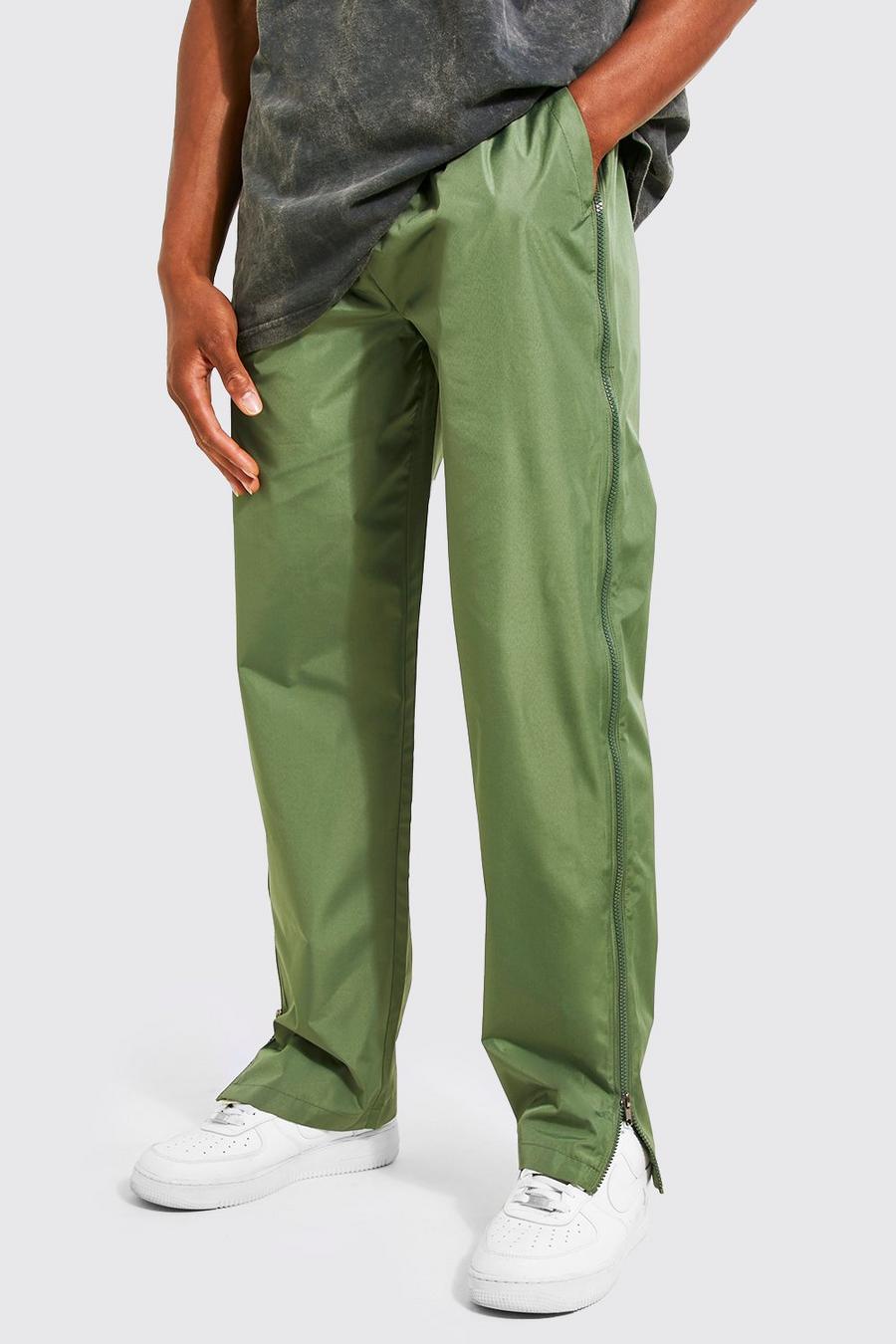 Pantaloni Man dritti con zip laterale, Light khaki caqui image number 1