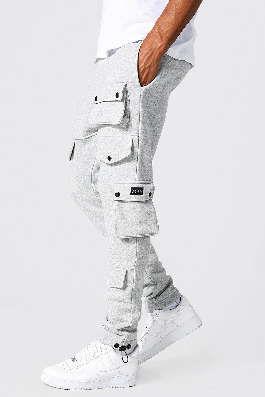 Grey marl grå Tall Multi Pocket Cargo Jogger With Cuff image number 1