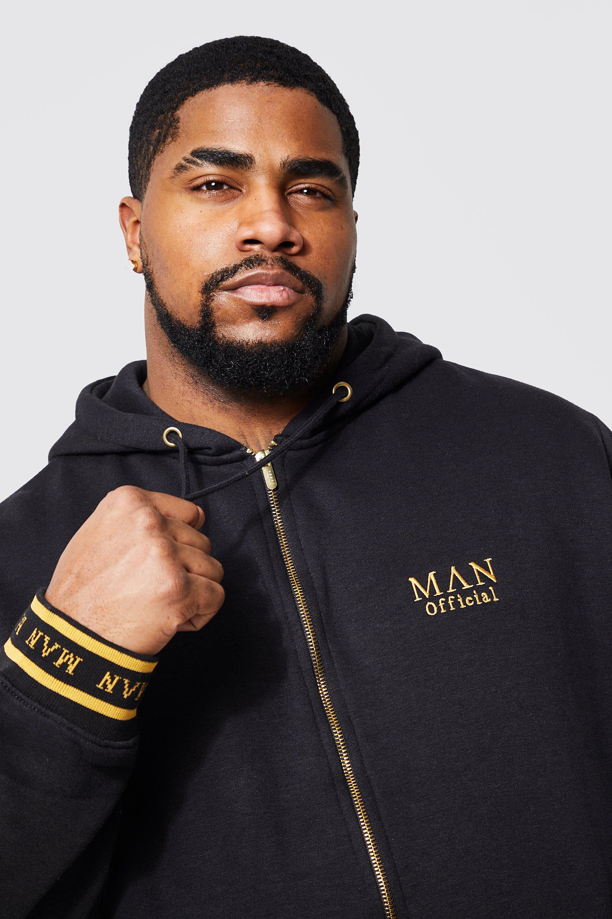 Plus Size Man Gold Zip Through Hoodie boohoo