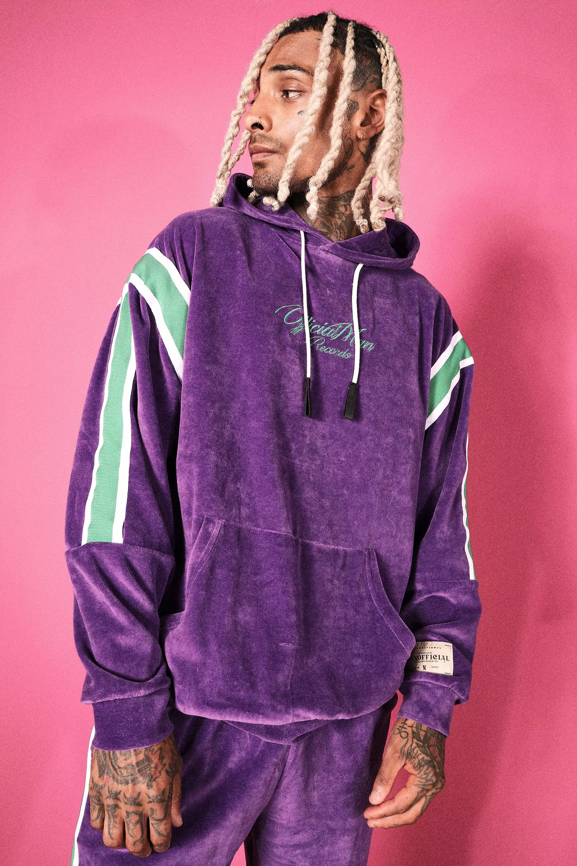 Purple velour clearance tracksuit mens